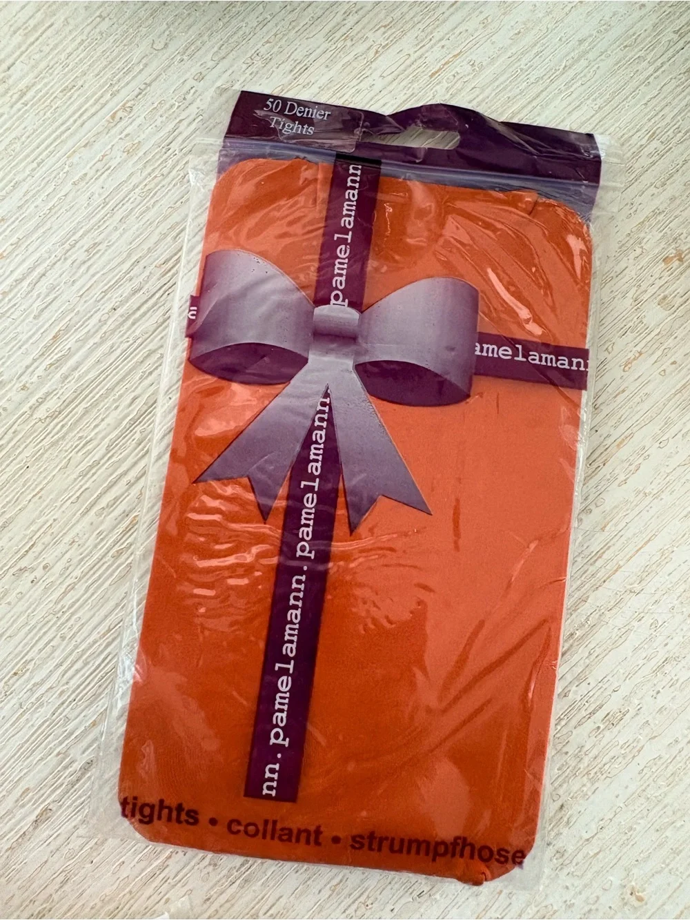 NWT Pamela Mann Rust Orange 50 Denier Tights One Size Made in Italy